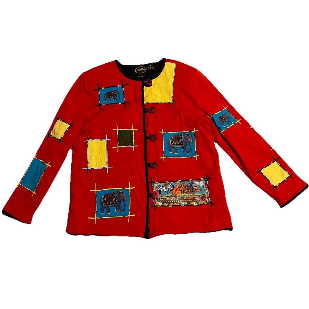 Vtg Allure‎ Art to Wear Patchwork Embroidered Jacket, Womens Size Small Boho 90s